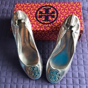 Silver Glitter Tory Burch Reva ballet flat size 11